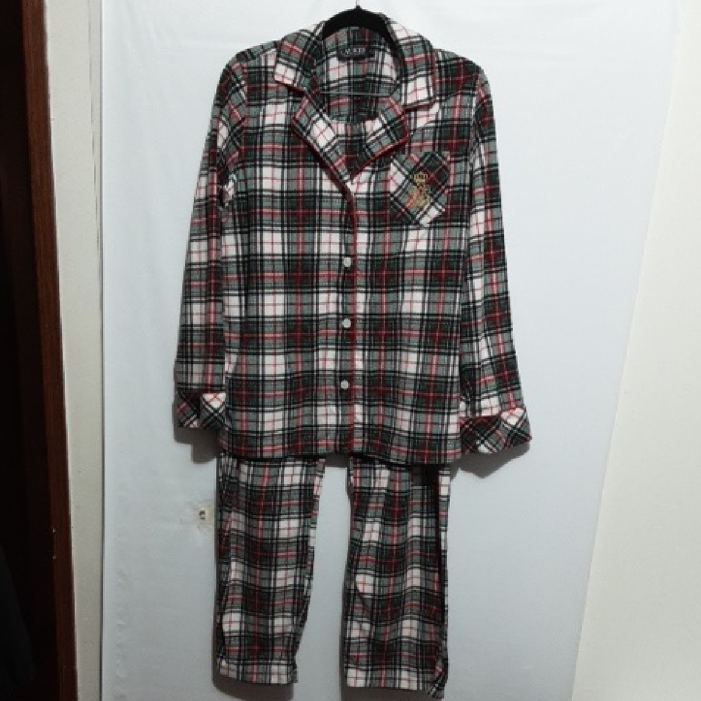 Lauren Ralph Lauren Flannel Red and Green Plaid Women's M‎ Pajama Set